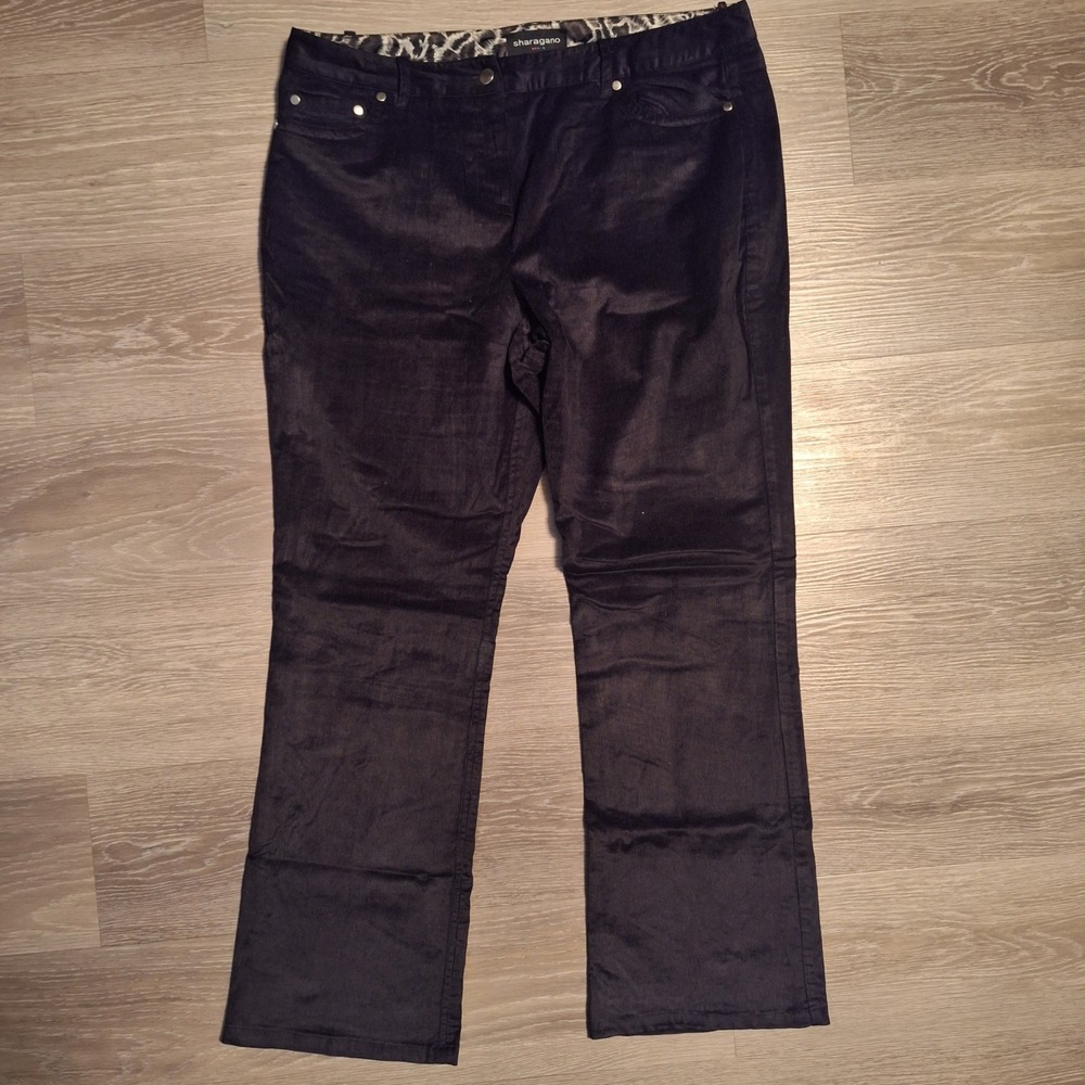 Sharagano Womens Black Corduroy Straight Leg Pants Size 14